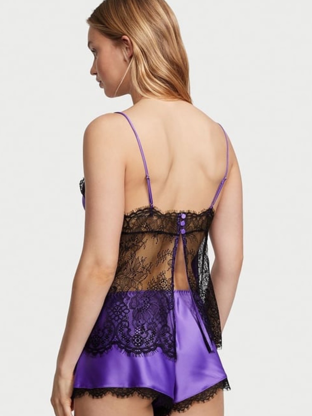 NWT Victoria’s Secret Satin Lace Back Camisole Shorts Set XS - Picture 2 of 9